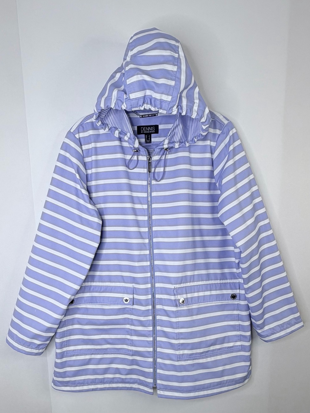 Dennis by Dennis Basso Striped Hooded Rain Coat
